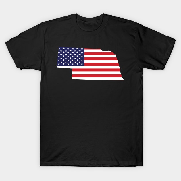 Nebraska State Shape Flag Background T-Shirt by anonopinion